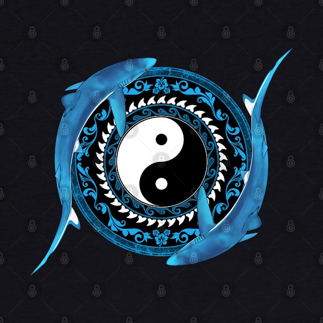 Yin and Yang Blue Sharks by NicGrayTees